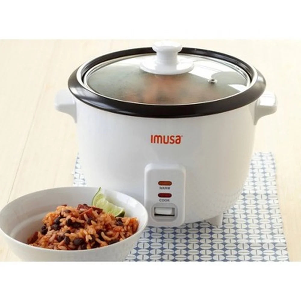 5 Cup Rice Cooker Non-Stick Ceramic Pot Cool Touch Handles Measuring Cup Serving Spoon Automatic Warm Function Compact Kitchen