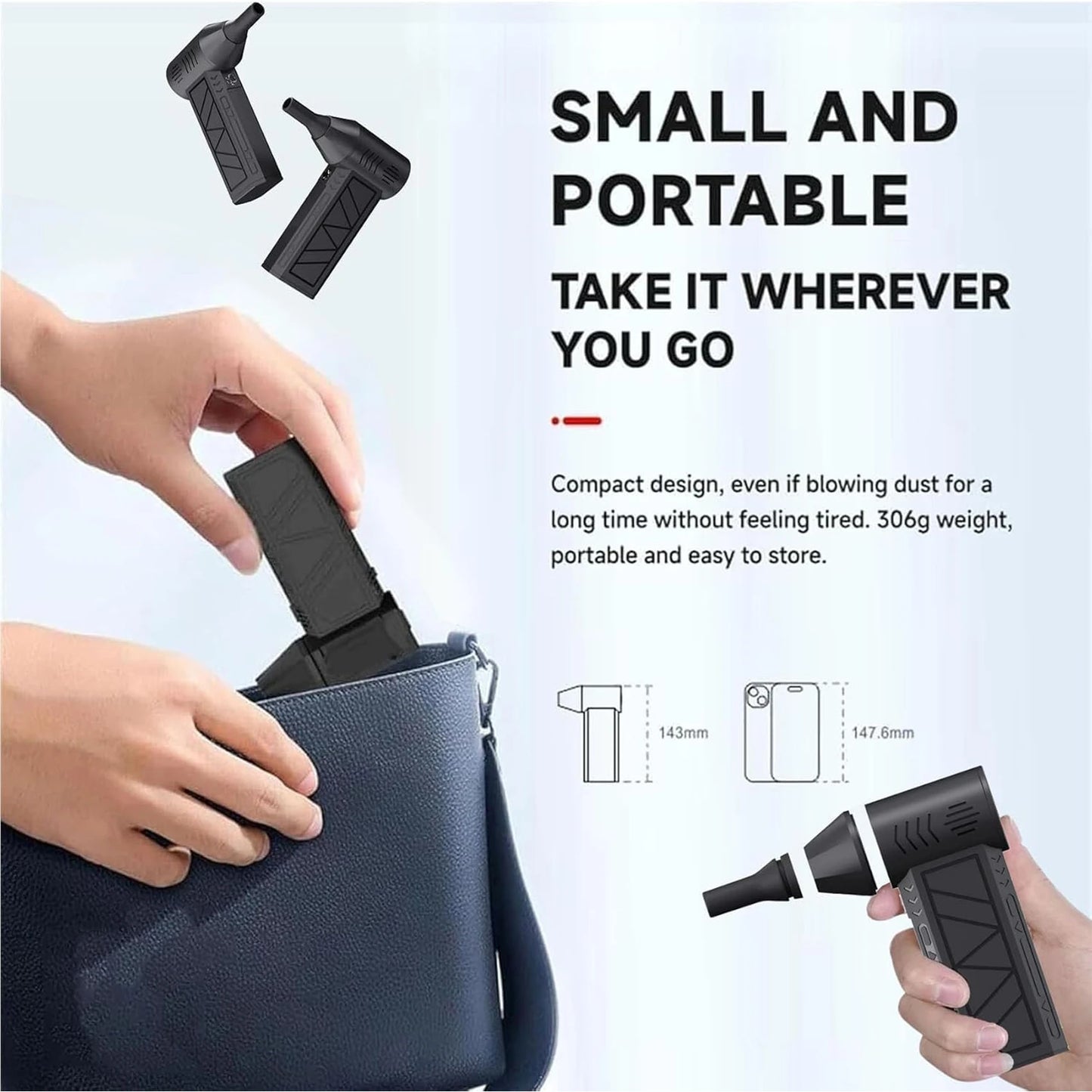 Rechargeable Handheld Turbo Fan 130000 Rpm Portable High-speed Fan Outdoor Dust Blower for Keyboard Car Cleaner Carbon Blowing