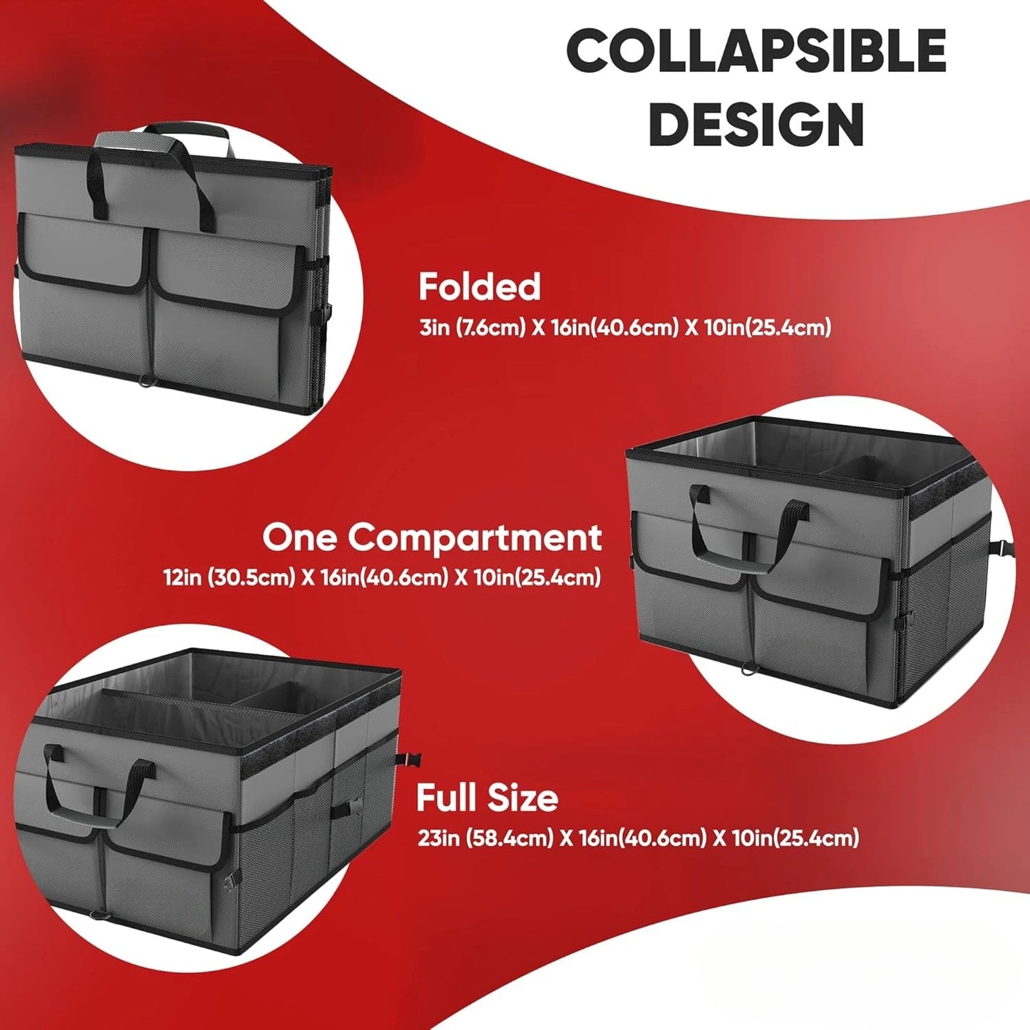 Car Trunk Organizer, Collapsible Multi Compartment SUV Organizer, Foldable Storage for Car Accessories for Women Men.