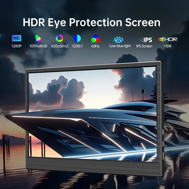 HGFRTEE portable monitor 10.5inch FHD IPS screen second external monitor suitable for laptop/PC/Mac/Xbox/PS4/5