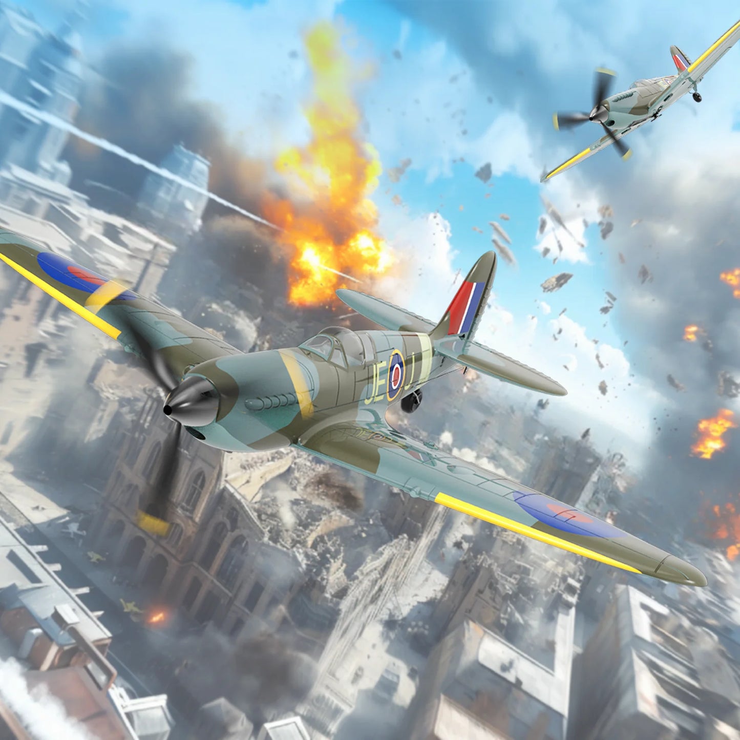 VOLANTEXRC 4-CH RC Plane, SpitfireV2 rtf Remote Control Airplane,One-Key Aerobatic,Suitable for Outdoors and Gifts