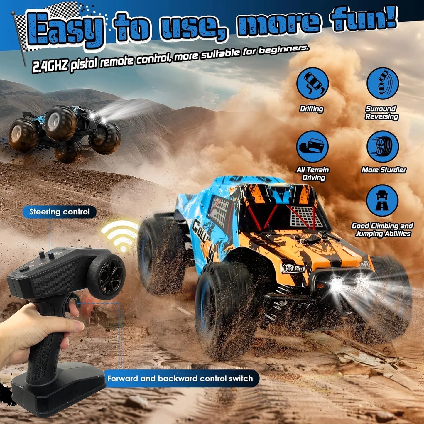 Remote Control Car, 2.4GHz High Speed 26KM/H RC Cars, Gifts Toys for Adults Boys 8-12