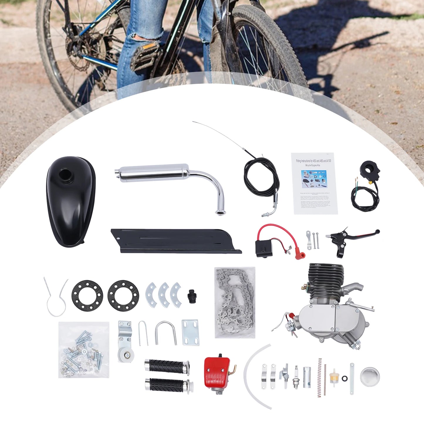 36-Tooth Bicycle100cc 2-Stroke Sprocket Electric Engine Bike Motor Engine Single Cylinder Kit