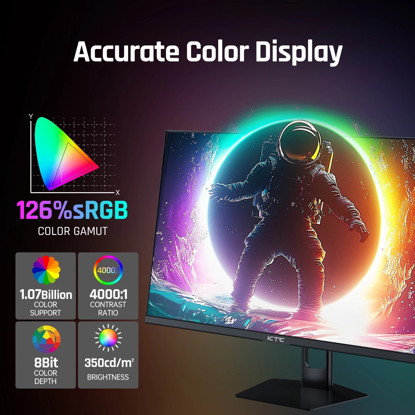 KTC 27-inch Gaming Monitor VA 280Hz, 1ms Response, 350 nits, 126% sRGB, Adaptive Sync