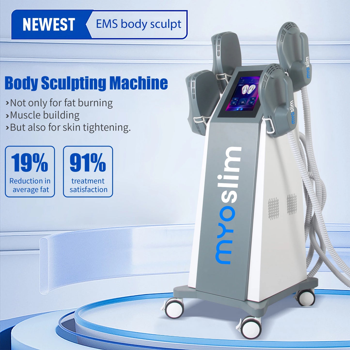 15 Tesla MYOSILM Machine 6500W Muscle Stimulator Body Slimming MYOSILM Technology Sculpting Salon RF NOVA abdomel