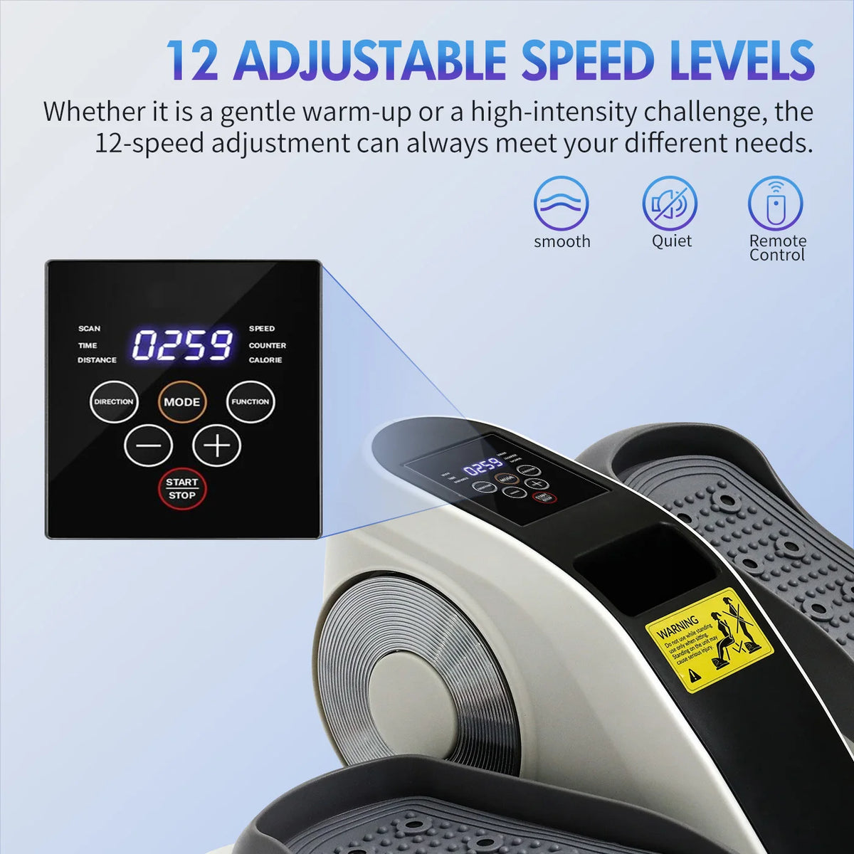 Under-Desk Elliptical Machine 12-Speed Leg Exerciser Seated Portable Remote Control for Adults Seniors Home Office