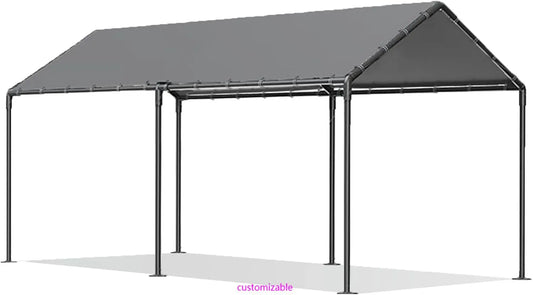 10x20 Heavy Duty, Metal Carport Waterproof Carports Garage Tent with 6 Steel Stakes Outdoor for Car Tuck Boat SUV Party (Grey)