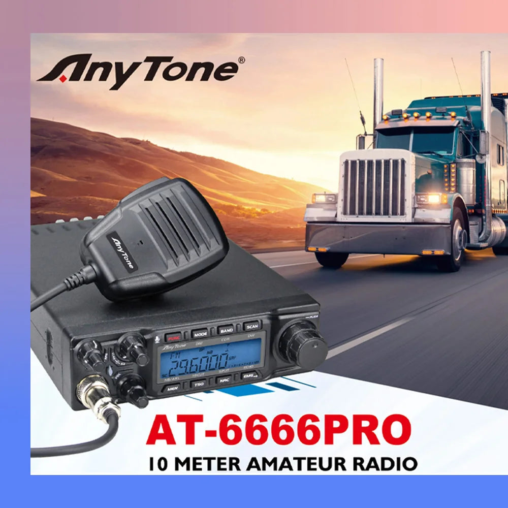 Anytone AT-6666Pro Output AM 80W FM 50W High Power 10 Meter Radio with  AM/FM/SSB/CW/PA 10 Meter Band for Truck Drivers