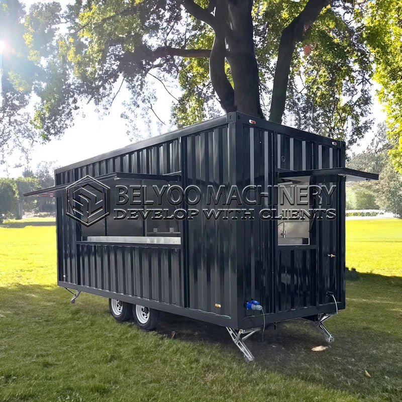 Belyoo BBQ Concession Trailer Fully Equipped Mobile Coffee Bar Shop Fast Food Trailer Food Truck Manufacturer With Full Kitchen