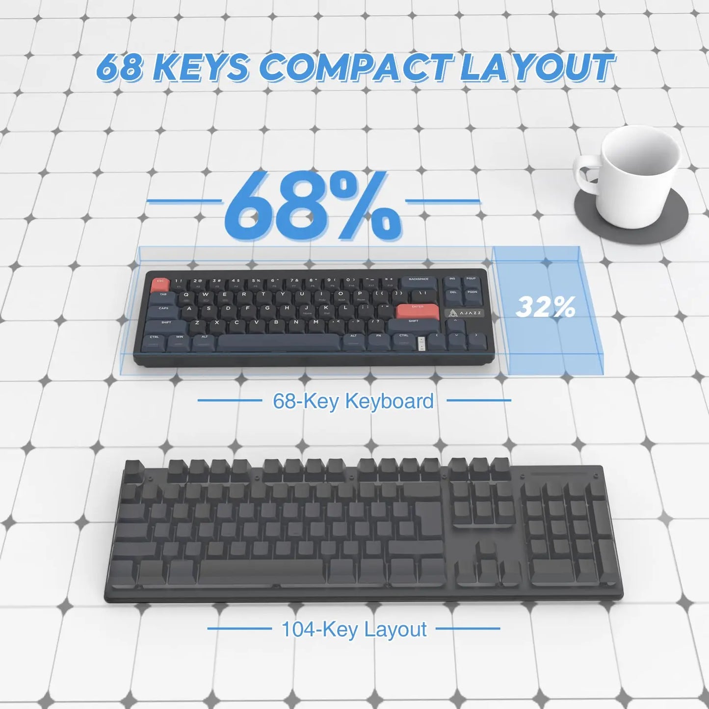 AKL680 Mechanical Keyboard, Wireless Keyboard, Color Match Ultra-Thin Gaming Keyboard, Dual Mode Bluetooth 5.0 & 2.4G