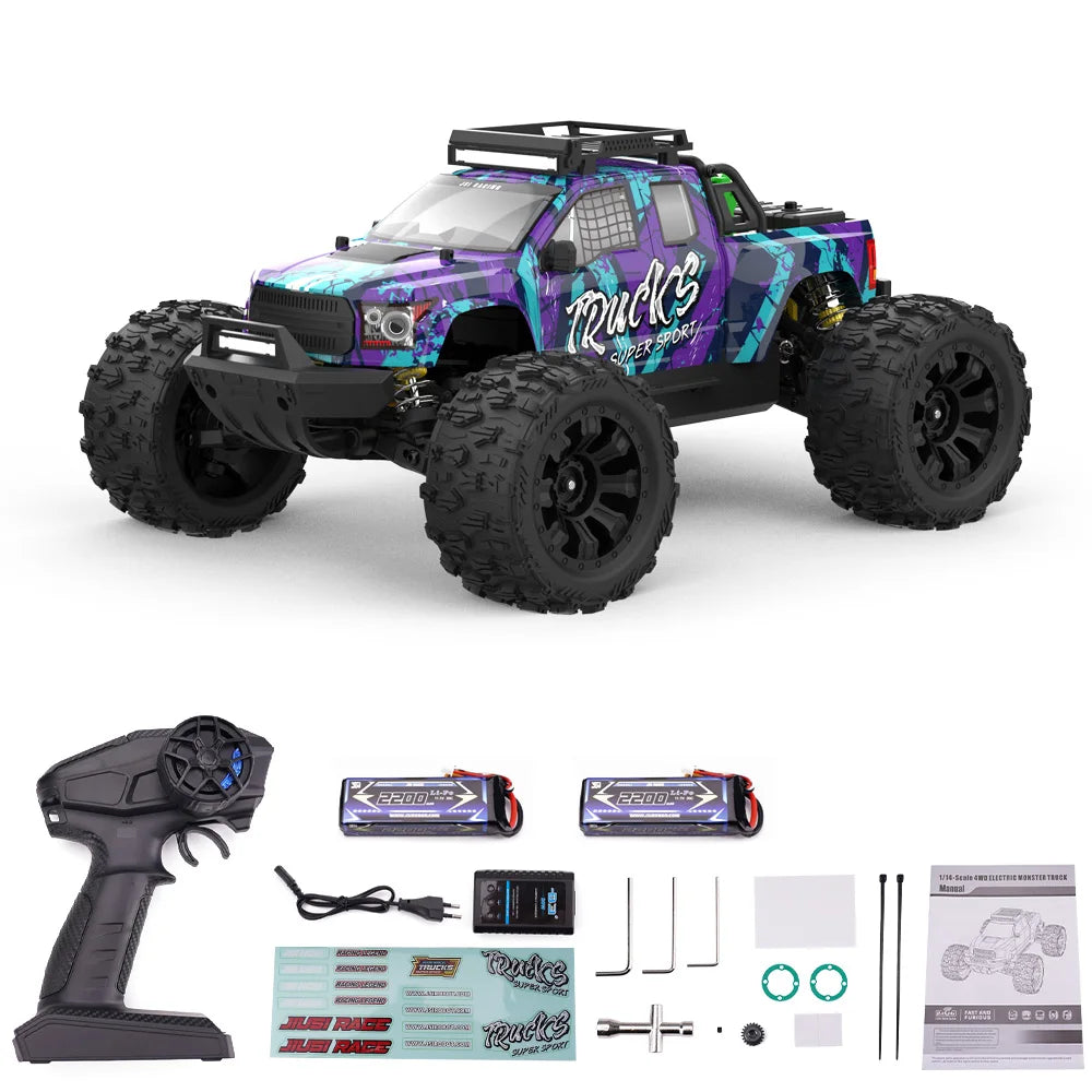 JIUSI PT14R 1/14 RC Racing Car 3S Battery 4WD 80km/h Brushless Motor 2.4G Remote Control 35C High Speed Off-road RC Truck