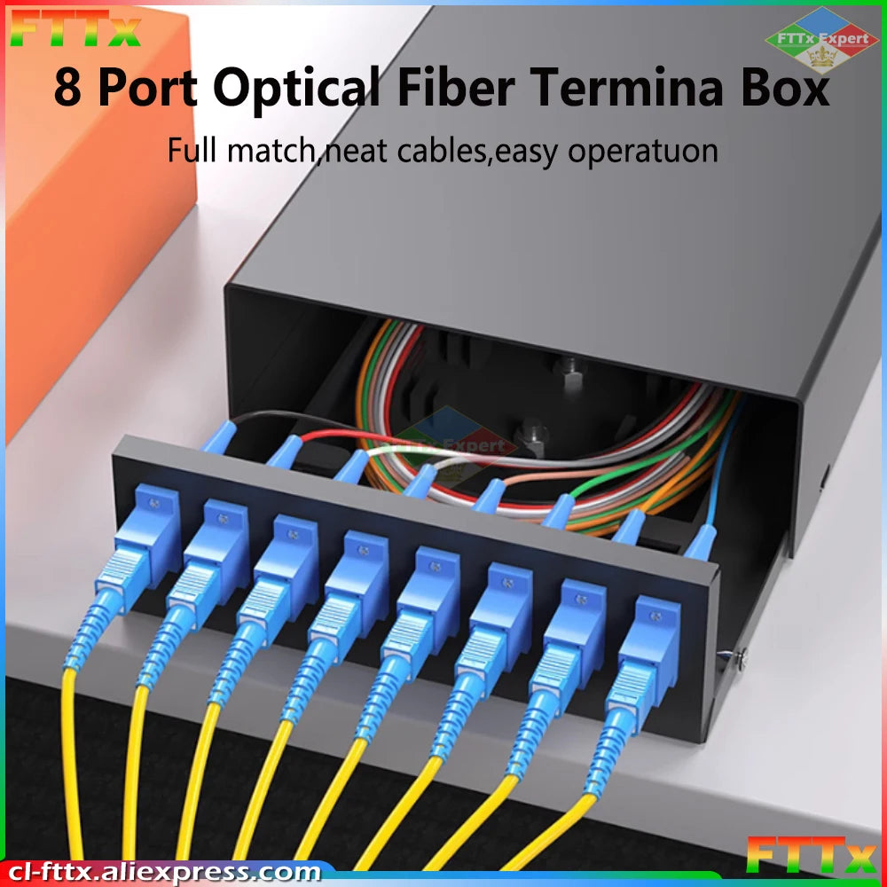 8 Port  Fiber Terminal Box 1PC UPC with SC FC LC ST Pigtail Single Mode Optical Patch Panel Desktop Distributor