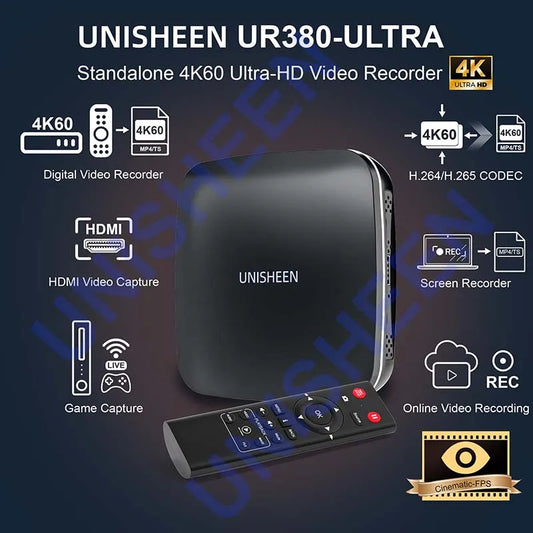 UNISHEEN 4K60 Mini Video Recorder Standalone Camera HDMI Remote Gaming Smartphone Capture Box for Streaming