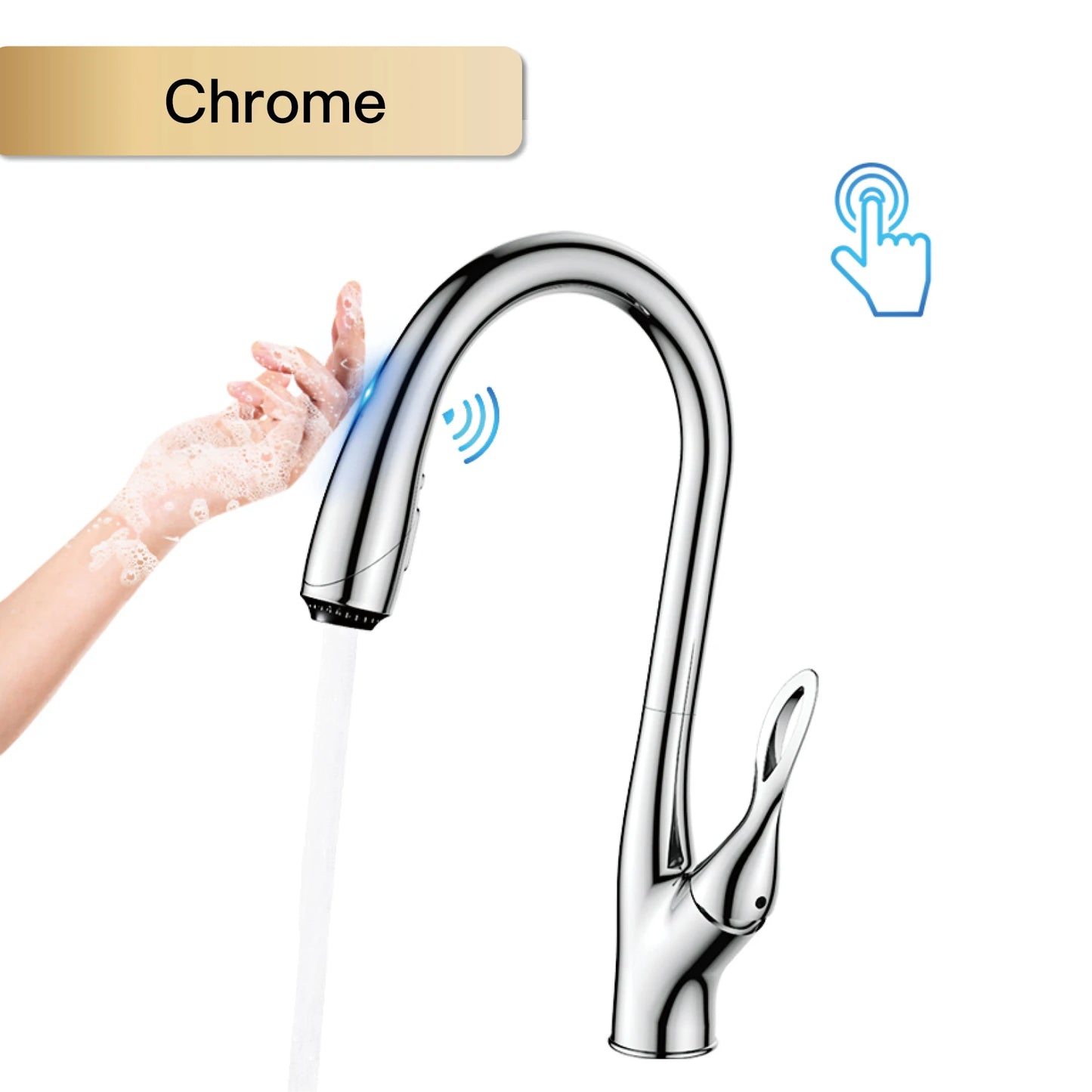 AITANA luxury gun gray brass pull-out kitchen faucet touch switch design single handle hot and cold water 3-function sink faucet