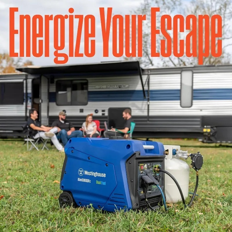 5000W Dual Fuel Inverter Generator - Super Quiet, Remote Start, CO Sensor, RV & Home Ready