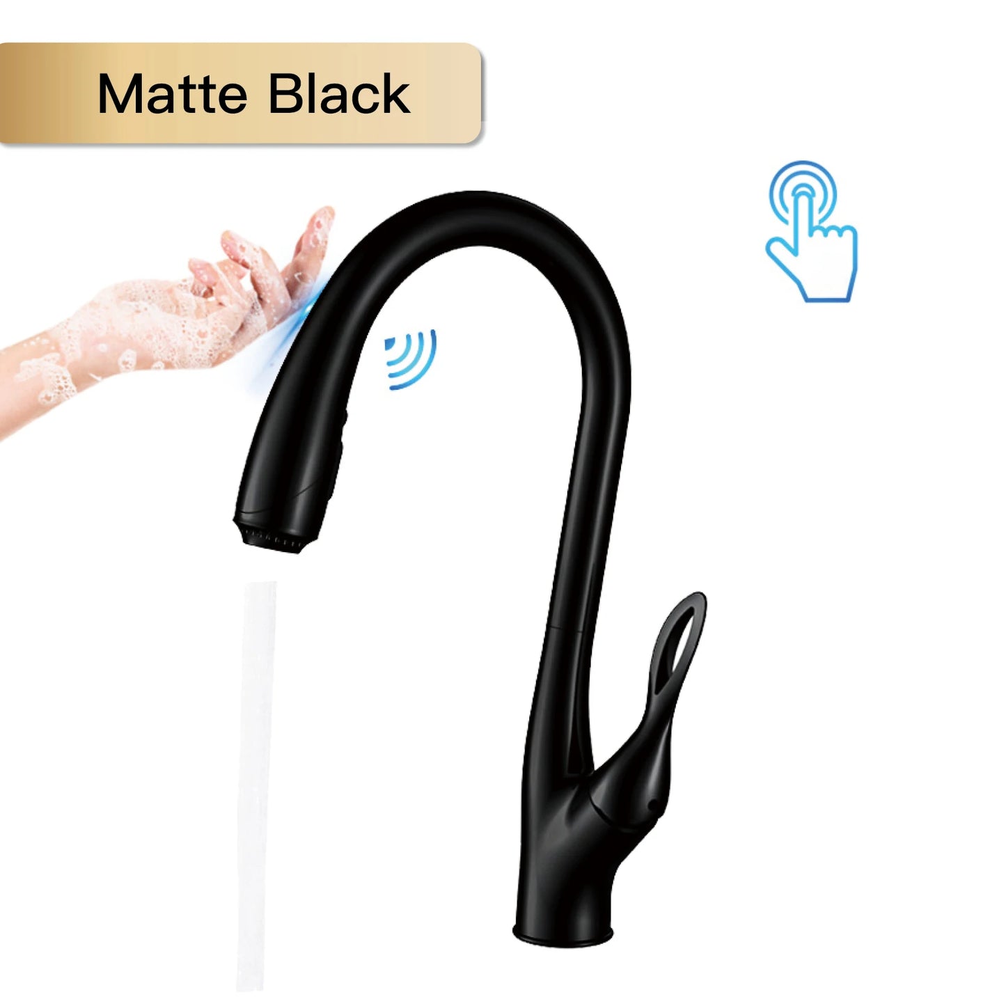 AITANA luxury gun gray brass pull-out kitchen faucet touch switch design single handle hot and cold water 3-function sink faucet