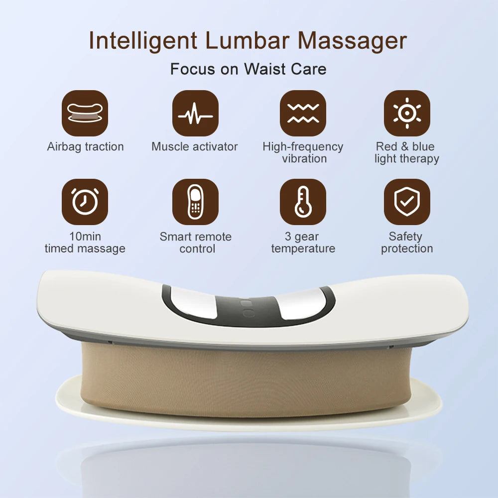 Lumbar Traction Massager Waist Protcetion Electric Waist Massage Relax Cushion Ergonomically Designed Waist Support Pad