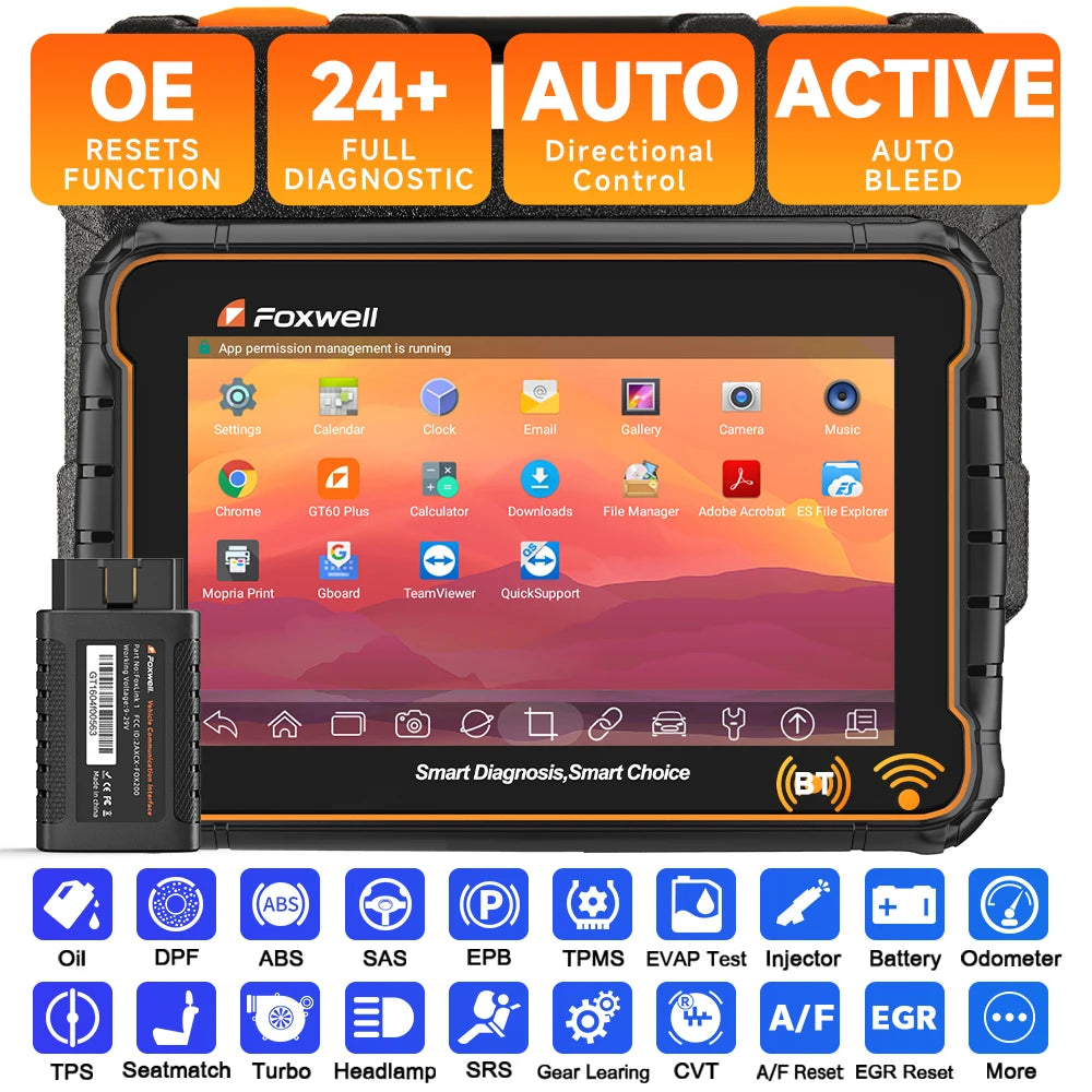 Foxwell GT60 OBD2 Automotivo Scanner 24+ Reset ABS SAS TPMS Reset ODB 2 OBD2 Scanner Bluetooth All System Diagnostic Tool