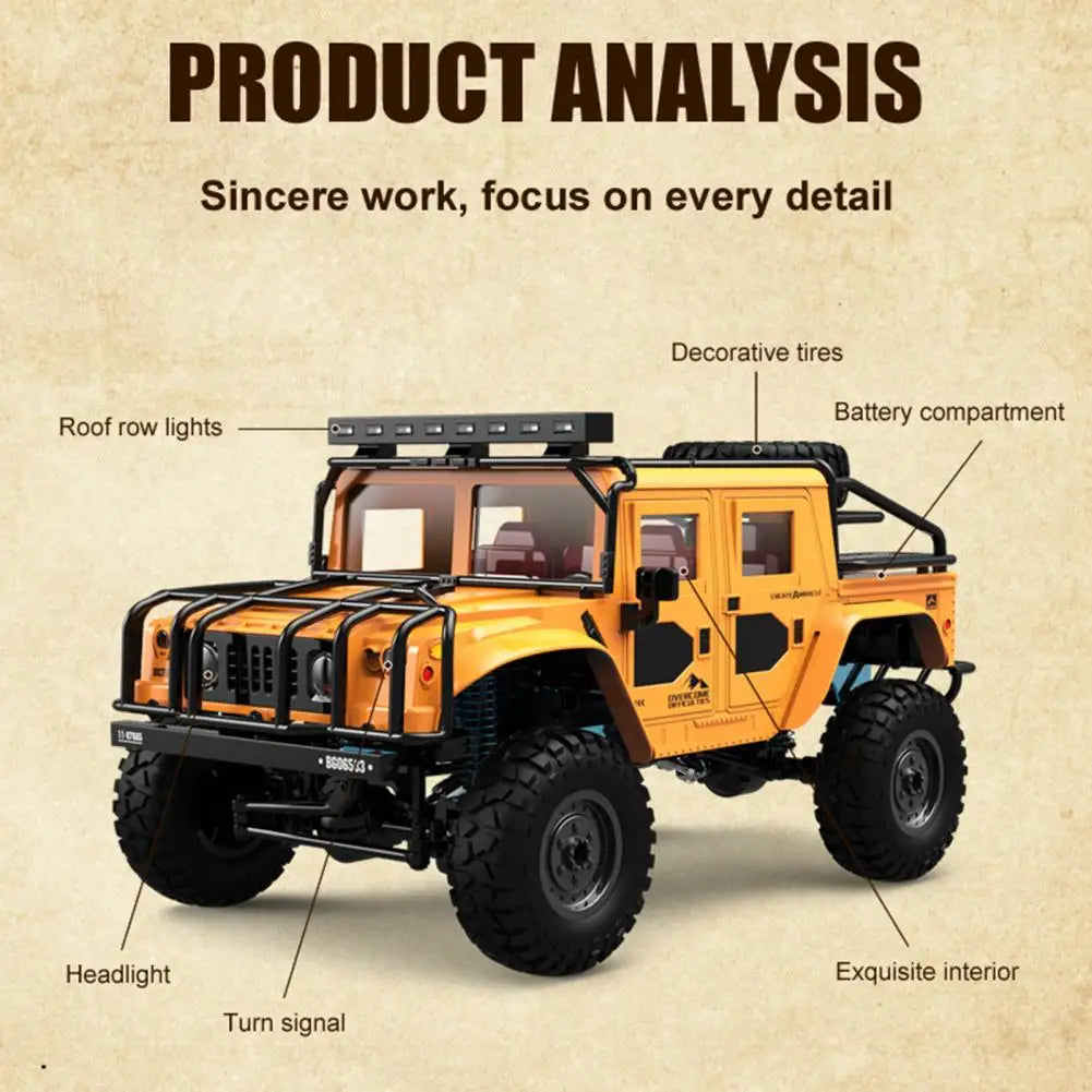 4 Wheels Drive Electric Truck Remote Control Off-Road Car with LED Light Rechargeable Kids Crawler Vehicle Toy Boys Girls Gift