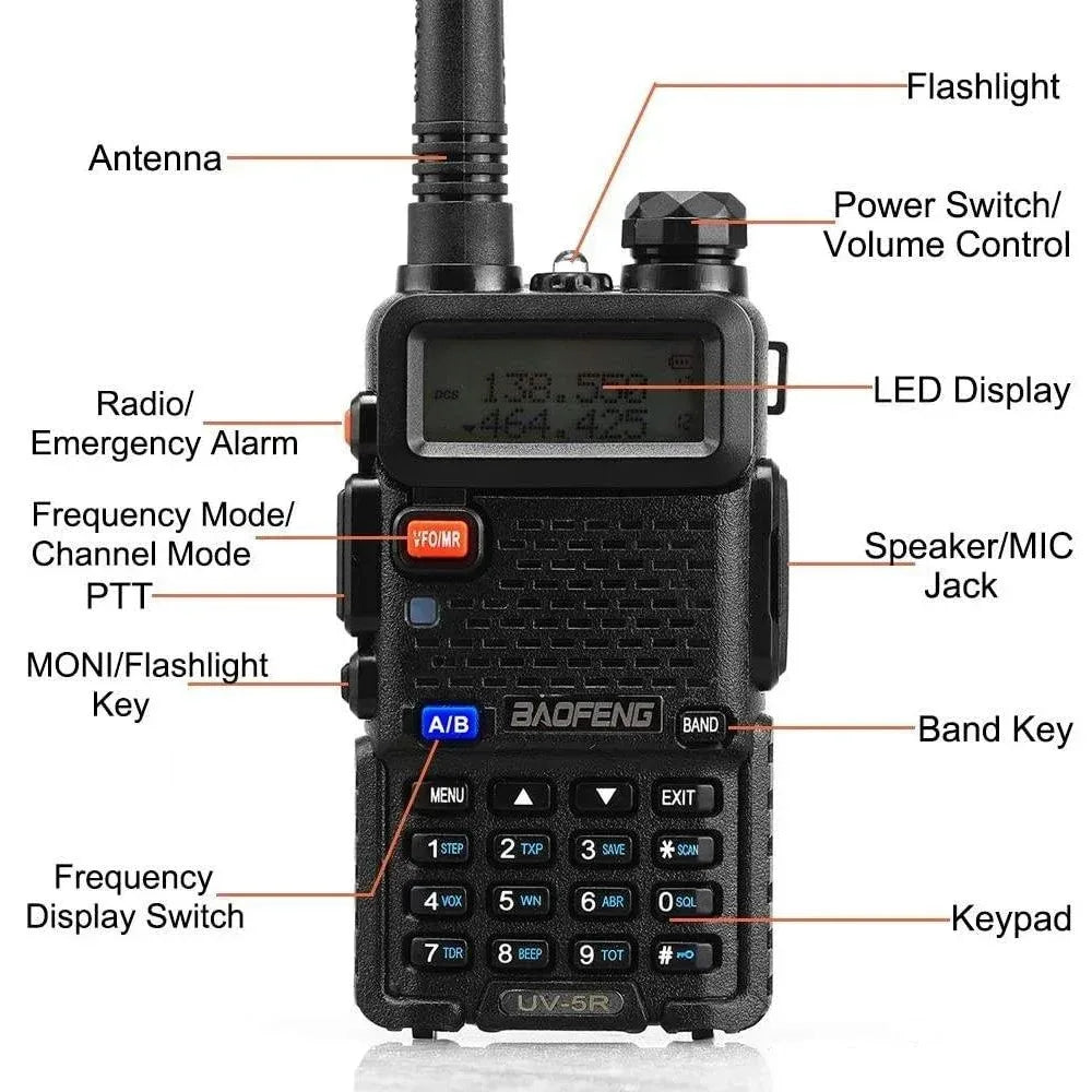 2pcs UV-5R 5W 8W High Power Dual Band Two Way Radio Long Range Handheld Portable Walkies Talkies For Hunting