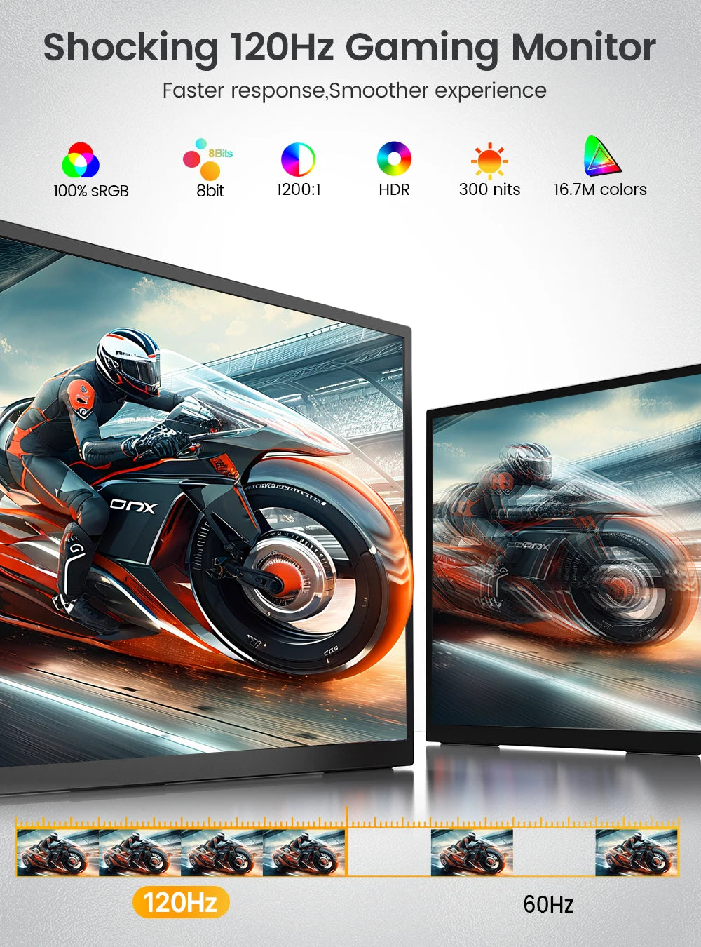 UPERFECT Portable Monitor Touchscreen 18.5 Inch 120hz w/VESA & 180° Adjustable Stand For Laptop PC Mac Switch PS5 iPhone HUAWEI