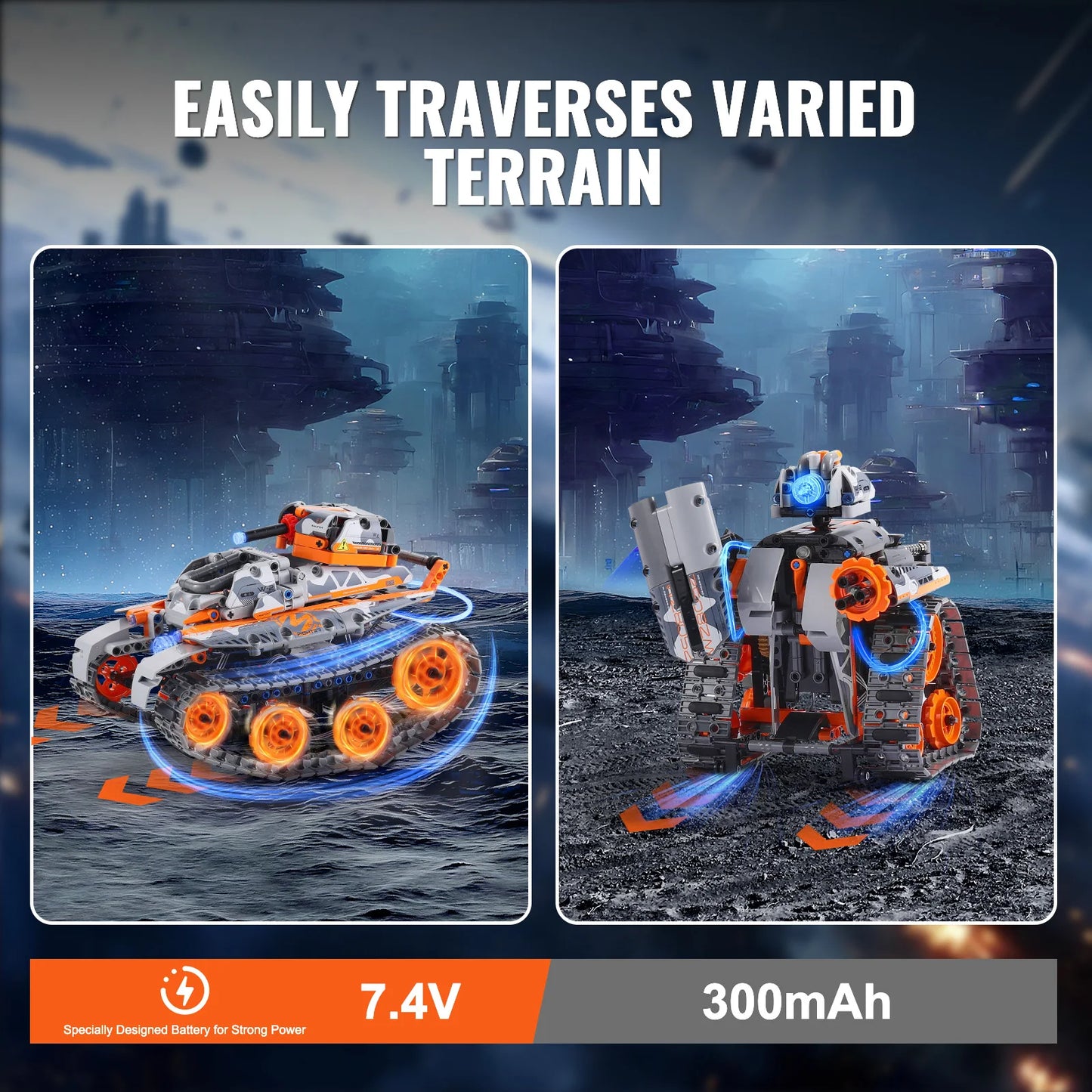 VEVOR  5-in-1 RC Technical Car APP Controlled 554pcs Blocks STEM Toys Car/Robot/Tank/Snowplow Building Set for Boys Kids Gifts