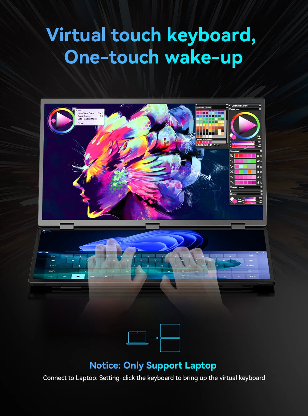 UPERFECT Delta 18.5" 100Hz Touchscreen Dual Triple Portable Monitor 1080P USB-C HDMI HDR Foldable Display For PC Game Console