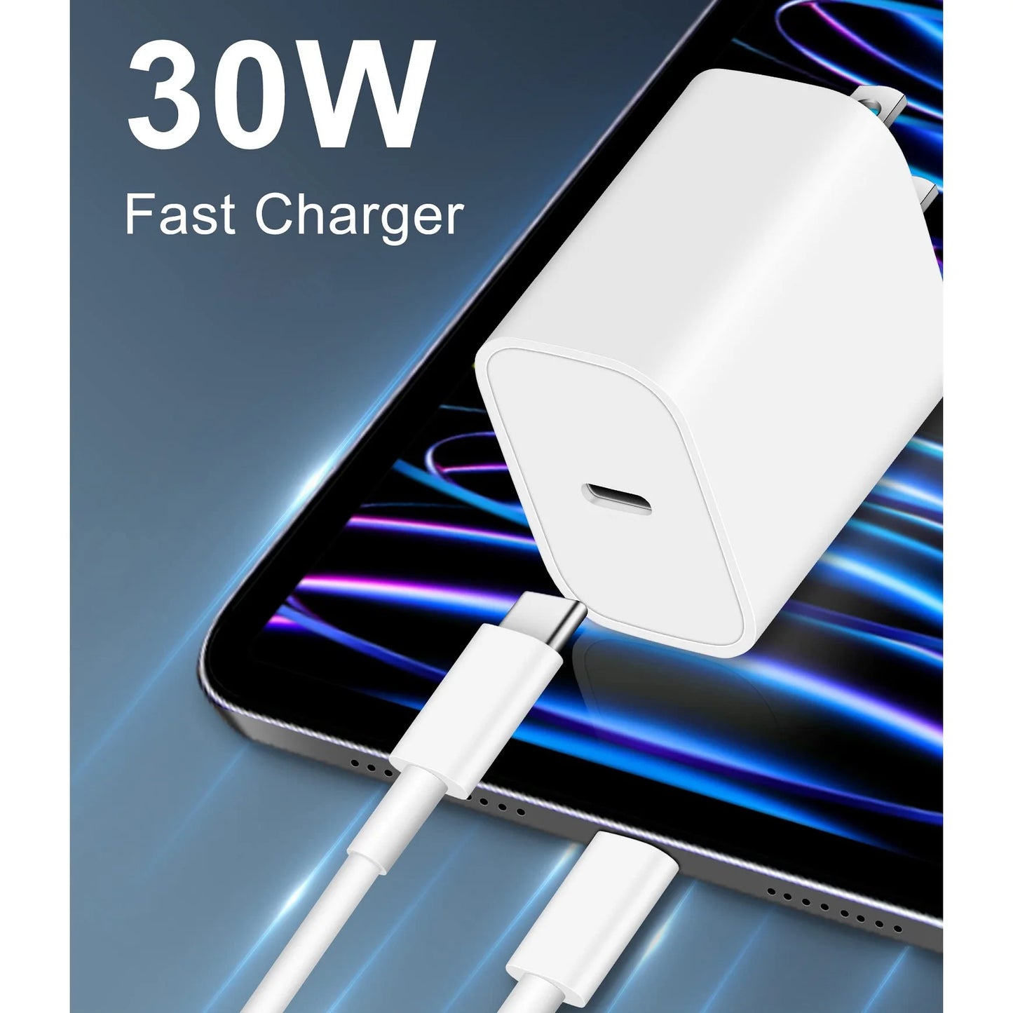 PD 30W Fast Charging Type USB C  Charger with C to C Cable Set for iPhone 15 and Samsung Android Phone--3 Pack