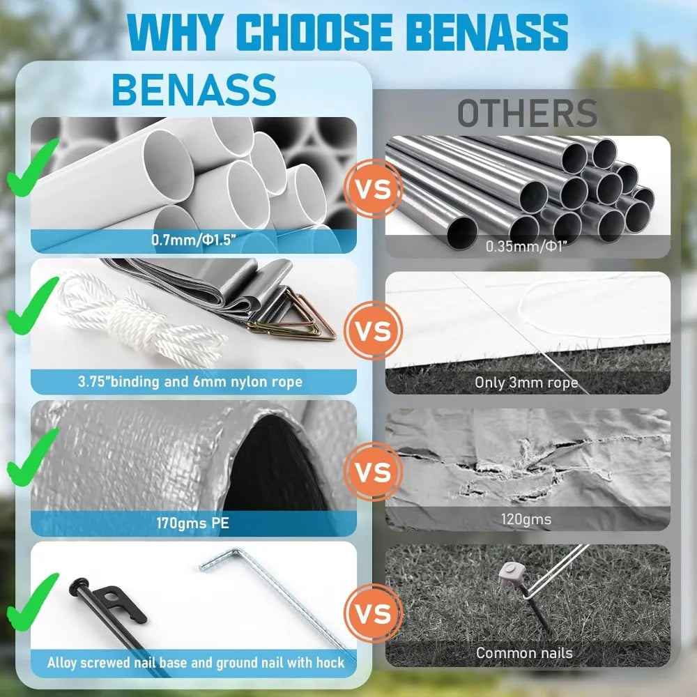 20x20 Carport Canopy, Heavy Duty Car Ports with Sidewalls, Portable Garage Carports with Roll Up Zipper End & Side Doors