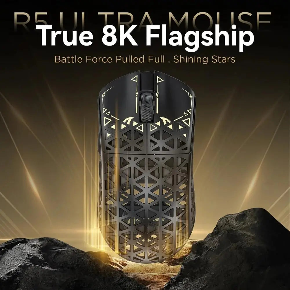 MAMBASNAKE x ATTACK SHARK R5 Ultra Wireless Gaming Mouse,39g Superlight Carbon Fiber Hollowed-Out