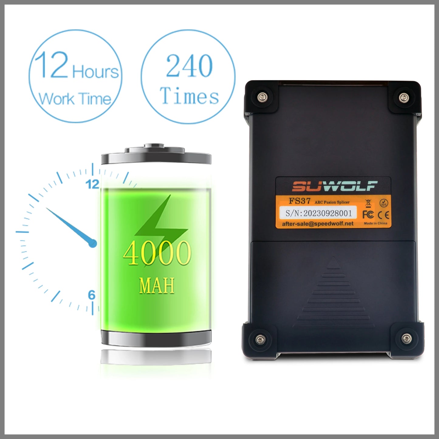 SUWOLF 4.3" Touch LCD Screen High Precision Fiber Optic Fusion Splicer Machine for SM, MM, NZ-DS, EDF Fibers (FS37)