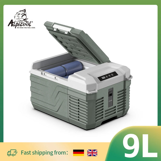 Alpicool NL9 9L Portable Refrigerator 12V/24V Small Car Fridge 100V~240V AC Electric Cooler Plug in Mini Freezer for Camping