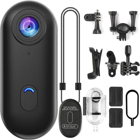 Pocket 4K Mini Camera Magnetic Wearable Cam with Waterproof Shell WiFi Bike Camera Friendly for Casual Cycling Vlog Home Use