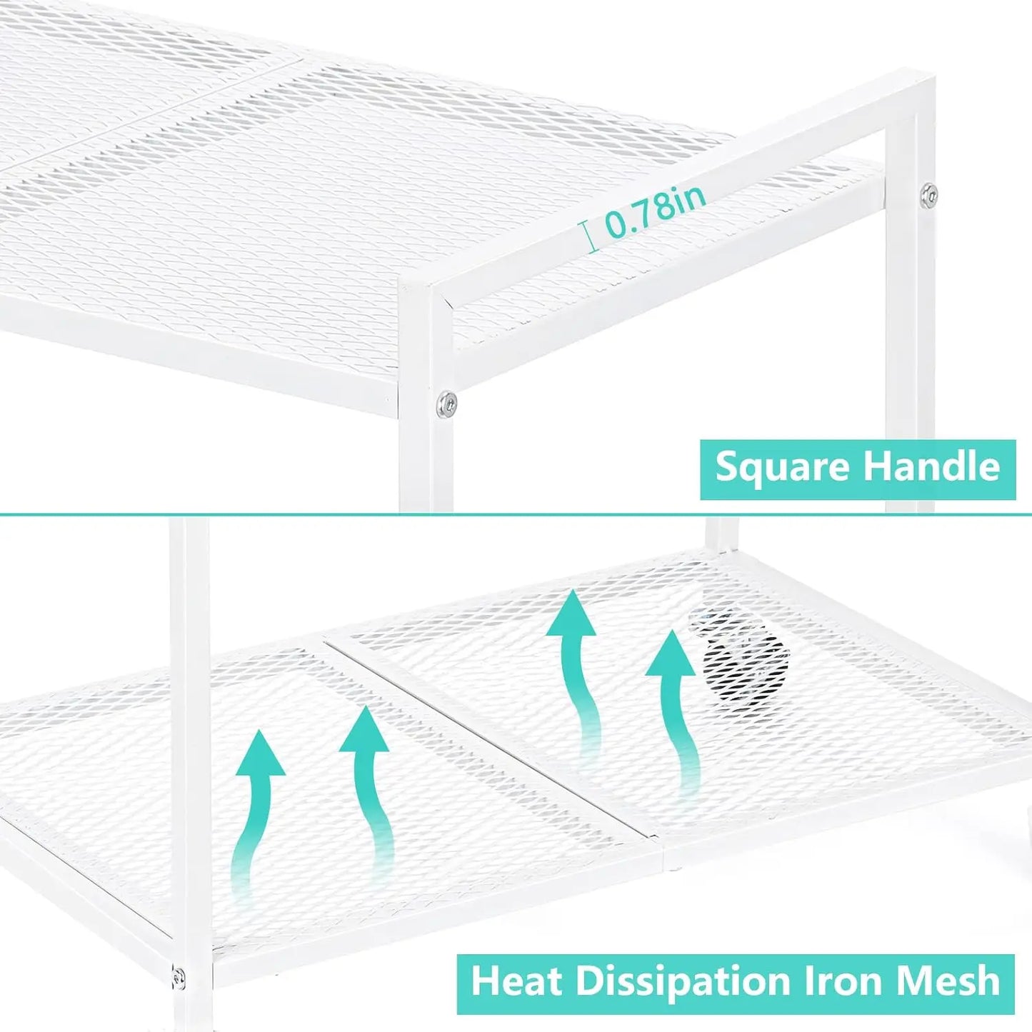 Computer Tower Stand White PC Tower Stand 2 Tier CPU Holder with Wheels Metal Mobile Computer Tower Cart Rolling PC Cart Floor