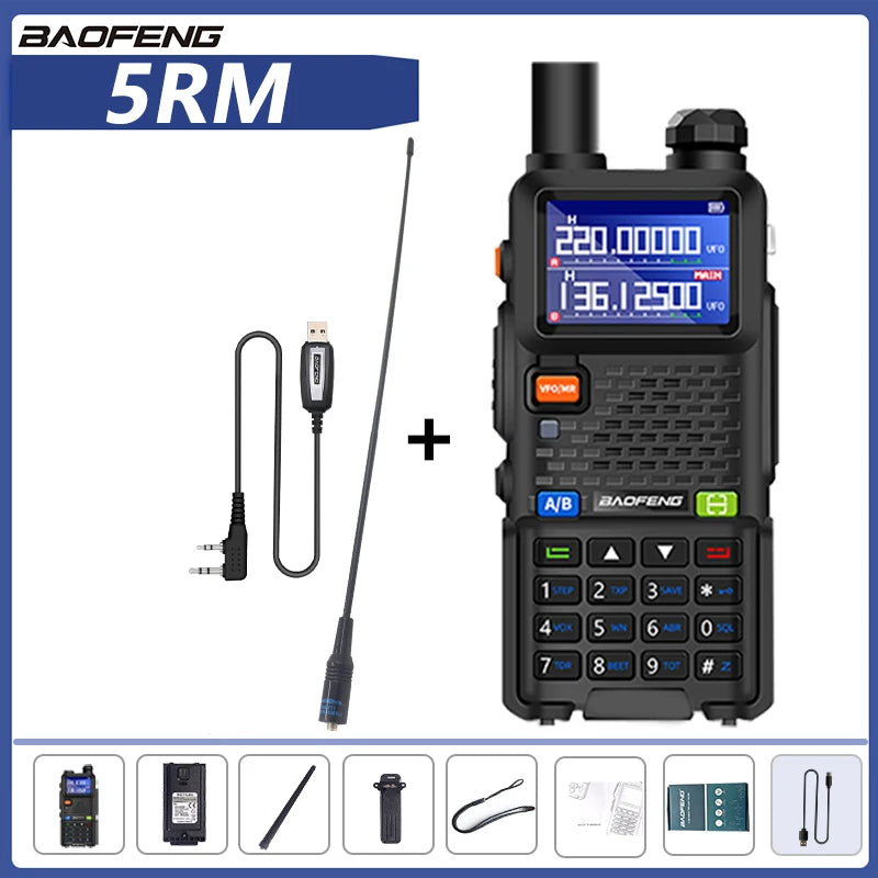 Baofeng 5RM Walkie Talkie UV-5RM Six-Band AM /FM VHF/UHF Ham Radio 999CH NOAA Wireless Copy Frequency Long Range Two Way Radios