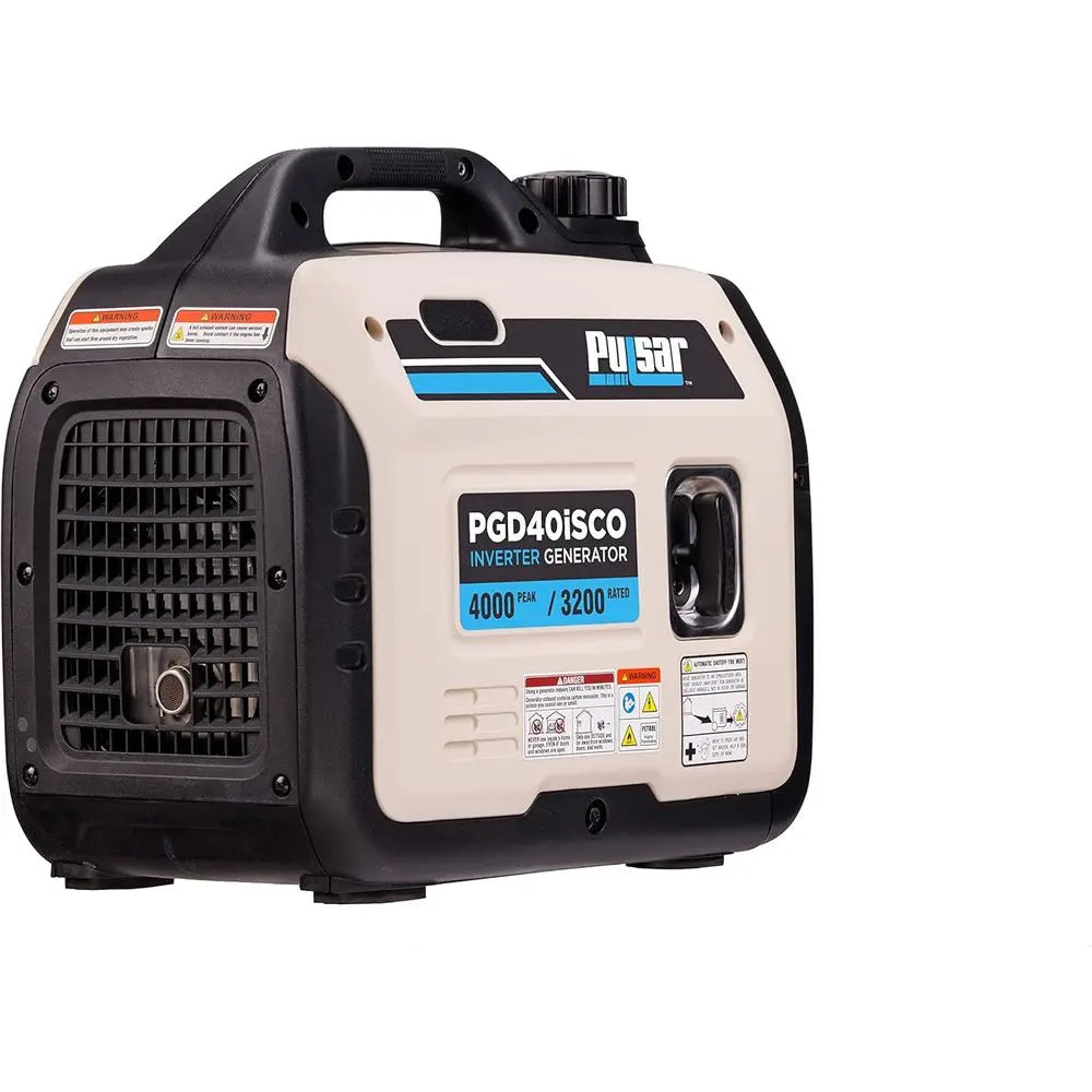 Ultra-Quiet 4000W Portable Gas Inverter Generator, Lightweight, White