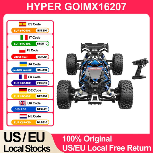 HYPER GO MJX 16207 1/16 RC Car Brushless 2.4G 4WD Racing Car Brushless 70KM/h Off-Road Remote Control RC Truck Hobby Toy