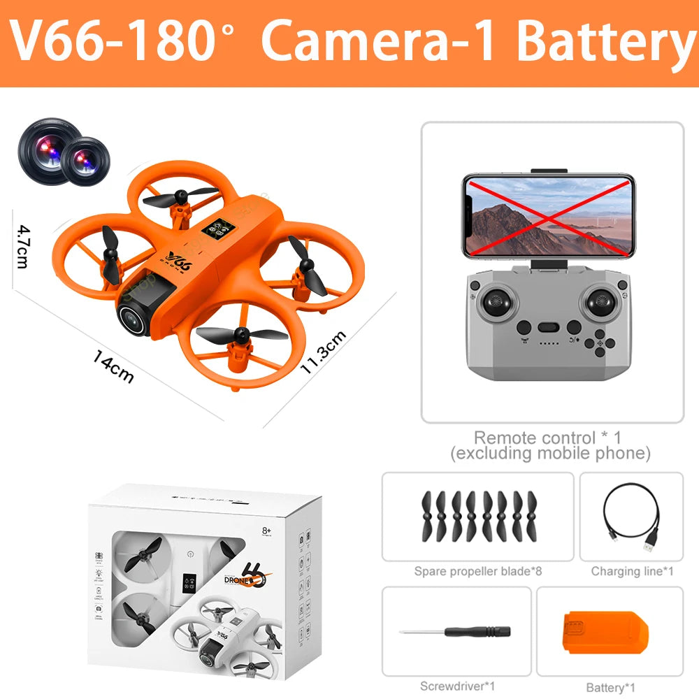 MINI V66 Drone With 4K Professional Camera Stunt Fly WIFI Dron Obstacle Avoidance LED Altitude Headless Mode RC Quadcopter Toy
