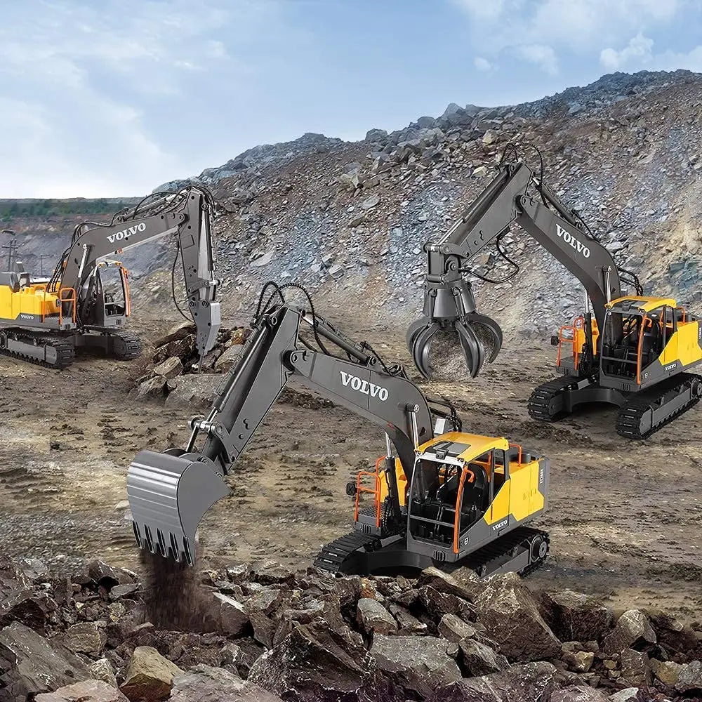 Double E E568 RC Excavator 1/16 17CH Crawler 3in1 Truck Alloy Digger Radio controlled Car Engineering Model Children's Day Gifts