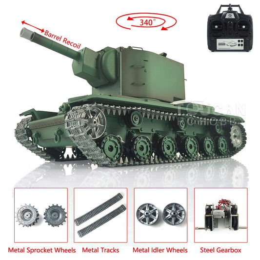 Heng Long 1:16 RTR RC Tank Upgraded 7.0 Soviet KV-2 3949 Metal Tracks High Quality Toy Tanks Strong Build TH19750-SMT7