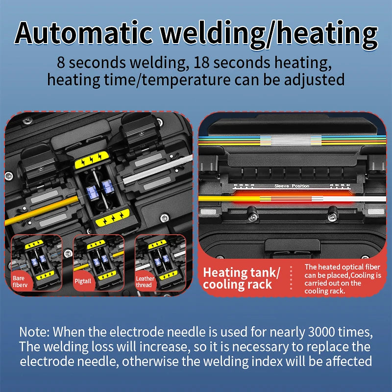COMPTYCO A-5 Fiber Optic Fusion Splicer SM MM Multilingual Optical Fiber Welding Machine Fiber Core Hot Melt Built in OPM VFL