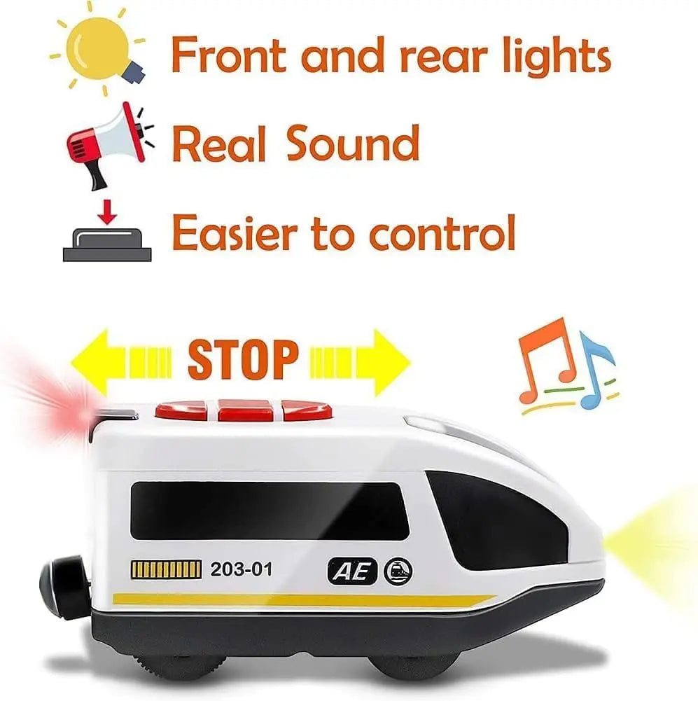 Remote Control Train with Magnetic Connection, Battery Operated Train for Toddlers, Compatible with Thomas, Brio, Chuggington