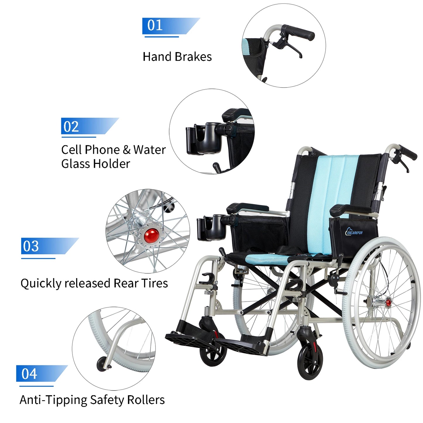 5.8KG Magnesium Ultra Lightweight Wheelchair, 20" Wide Seat Wheelchair for Adults, Foldable Portable  Self-propelled Wheelchair