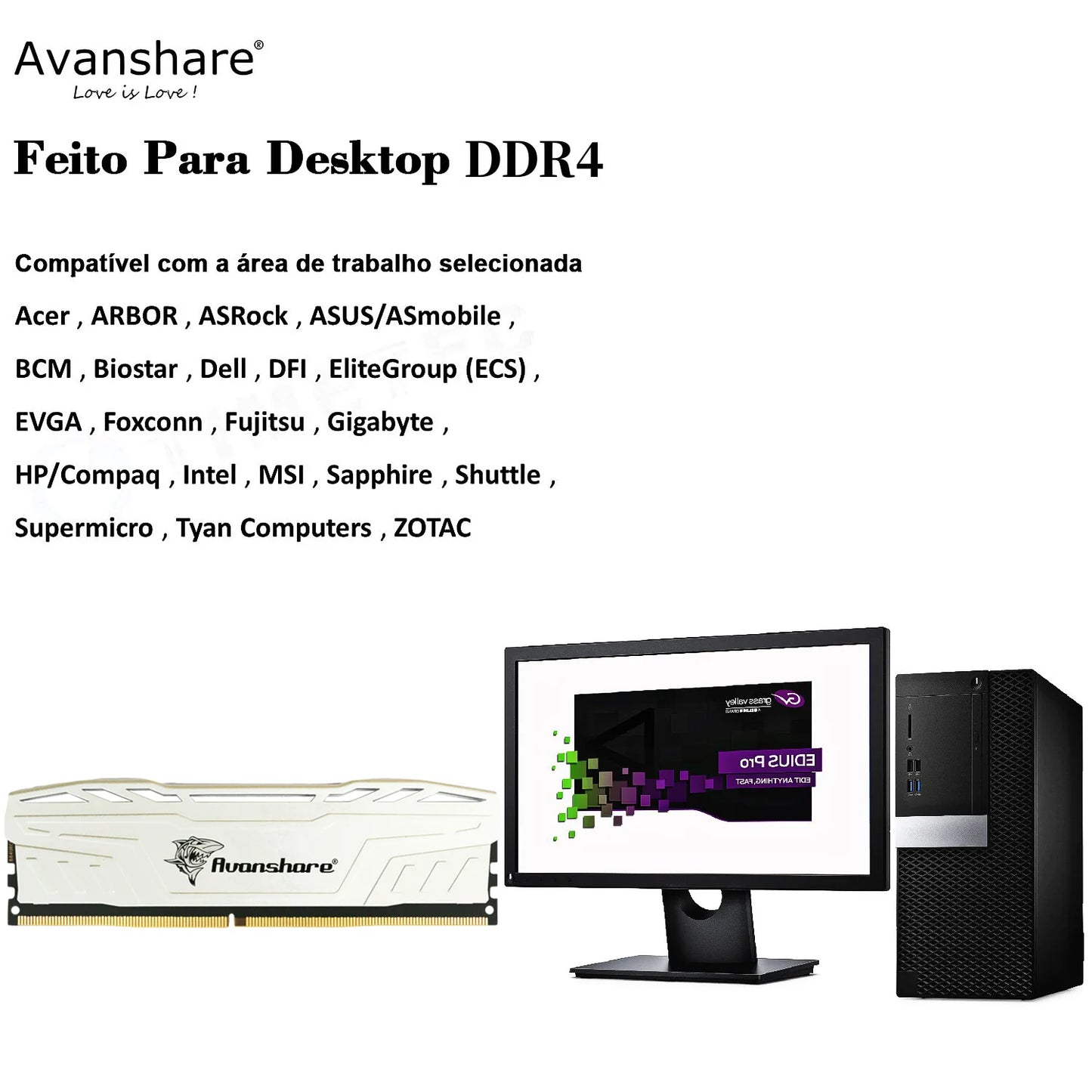 Avanshare Ram Memory DDR4 8GB 16GB 3200MHz 2666MHz Memoria DDR4 DDR5 4800MHz 5600MHz 6400MHz 32GB UDIMM 288pin Desktop Memory