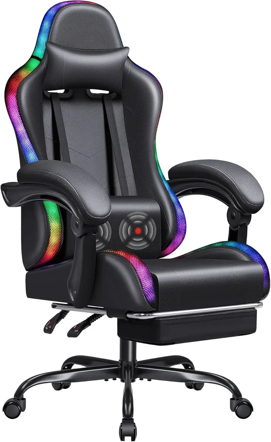 Gaming Chair, Video Game Chair with Footrest and Massage Lumbar Support, Ergonomic Computer Chair Height Adjustable