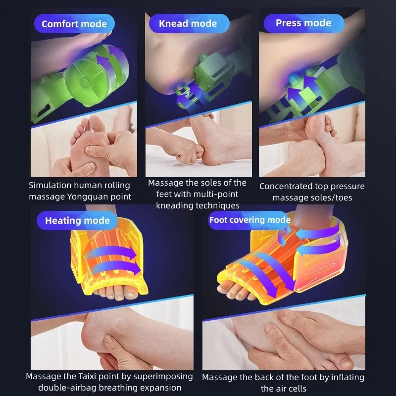 Smart Airbag Wrap Stretching Up Heated Balance Foot Pneumatic Well Massager With Remote Control