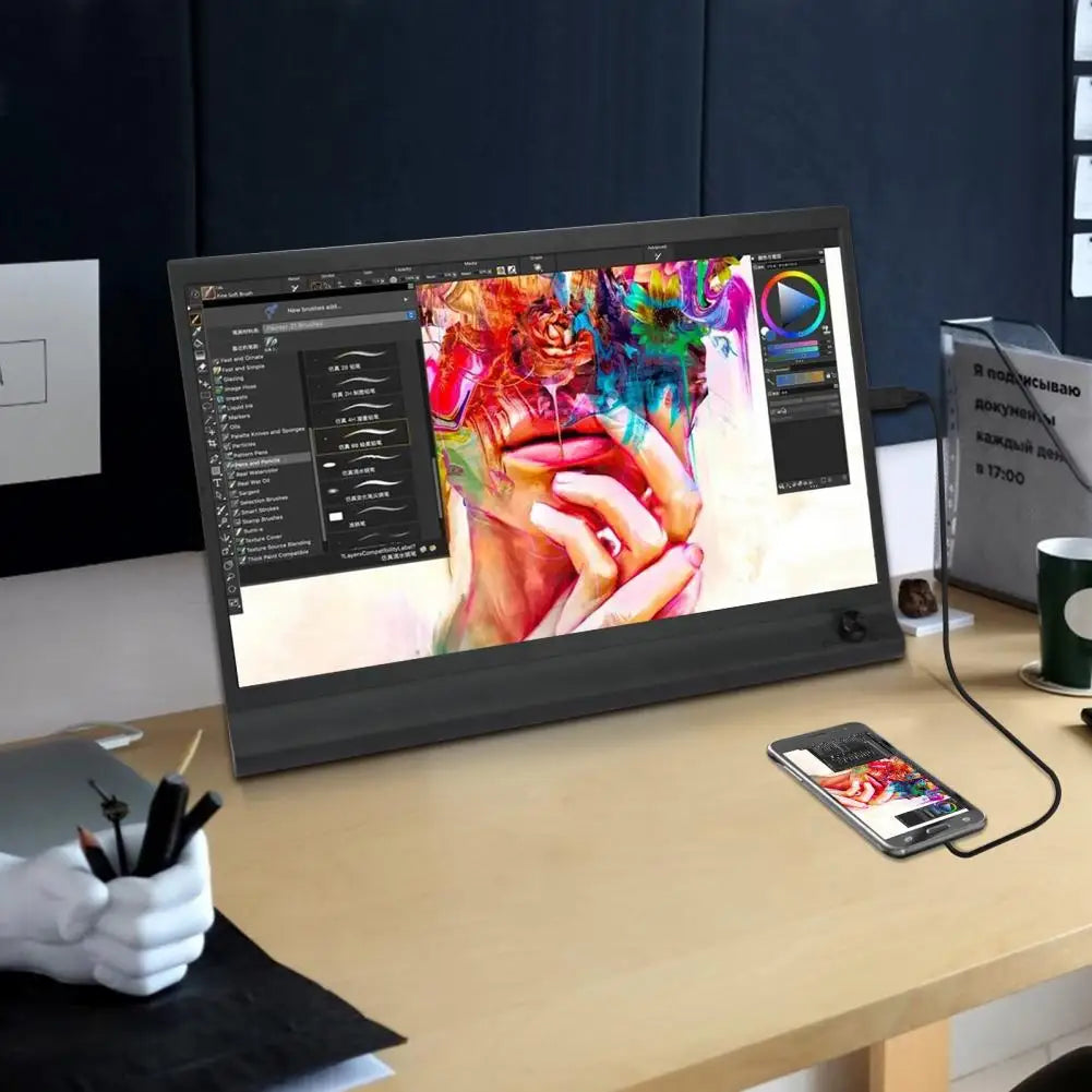 15.6-inch FHD IPS Laptop Expansion Screen 1080P Portable School Work Entertainment Expansion Screen with Holder