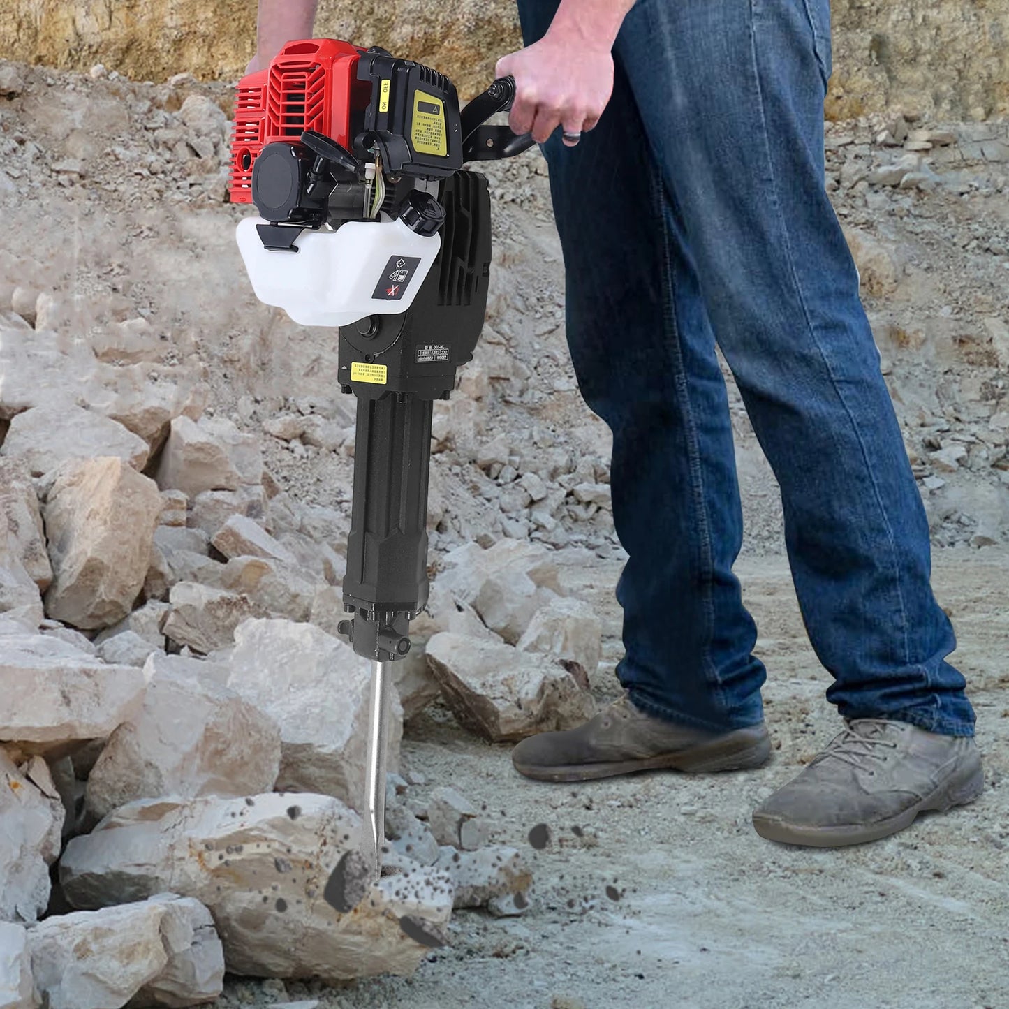 52CC 2 Stroke Jack Hammer Handheld Rock Drill Industry Concrete Breaker Drill With 2 Chisel  For Building Construction