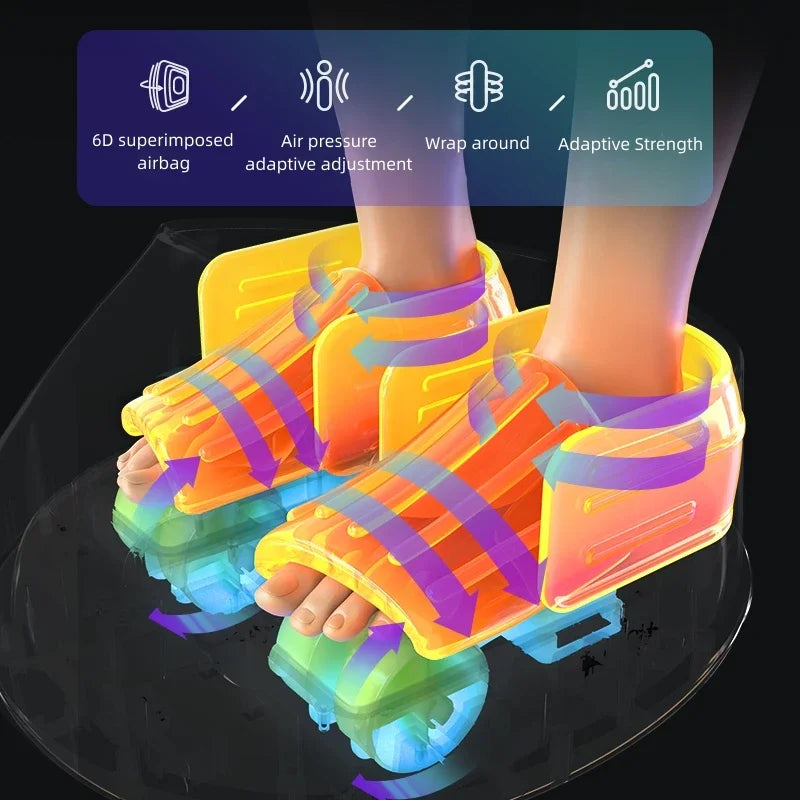 Smart Airbag Wrap Stretching Up Heated Balance Foot Pneumatic Well Massager With Remote Control