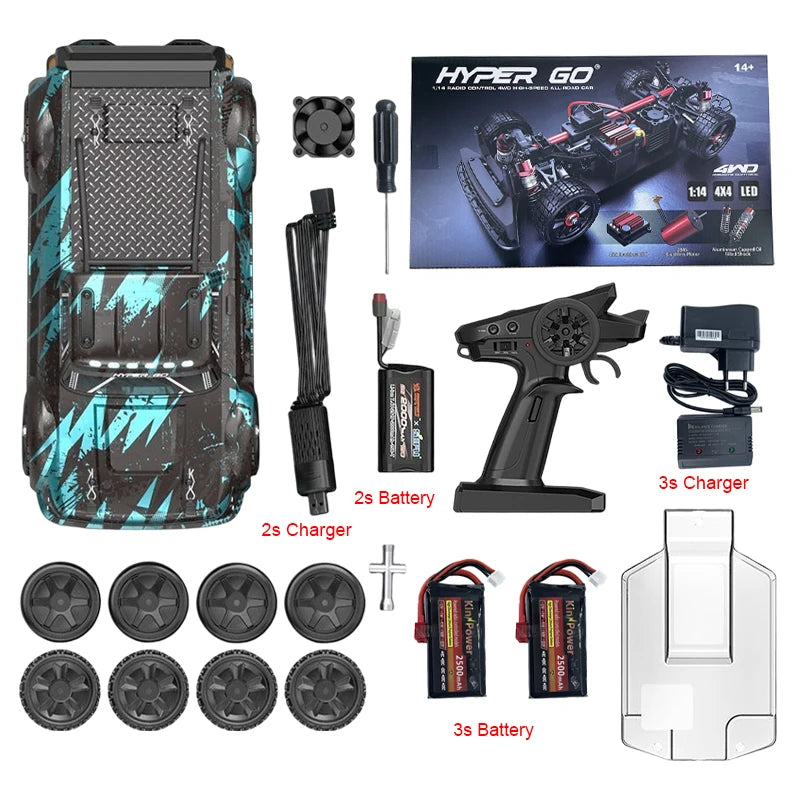 MJX 14301 1/14 Hyper Go Racing Car Brushless 4WD off-road Remote Control Cars 55km/h High Speed Drift Ship from US